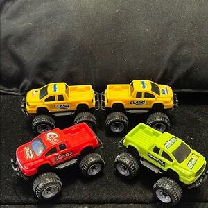 Ash Monster Truck Toy Set - Red, Yellow, Green